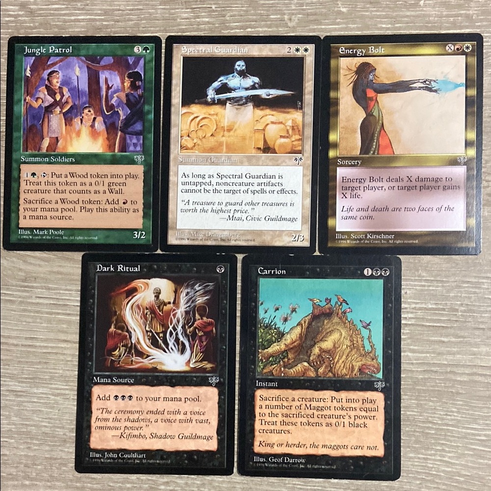 Vintage 1996 Magic the Gathering (MTG) Mirage Set of 5